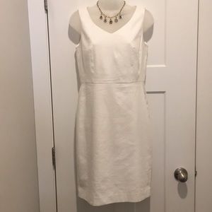 Sleeveless White Dress👗,Size-2P, Lined,54% Linen